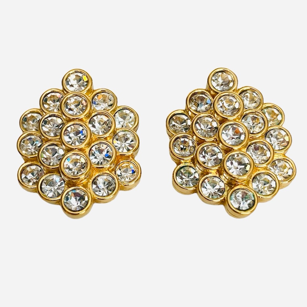 Nolan Miller Glamour Collection “Cluster of Granduer" Clip On Earrings Crystal
